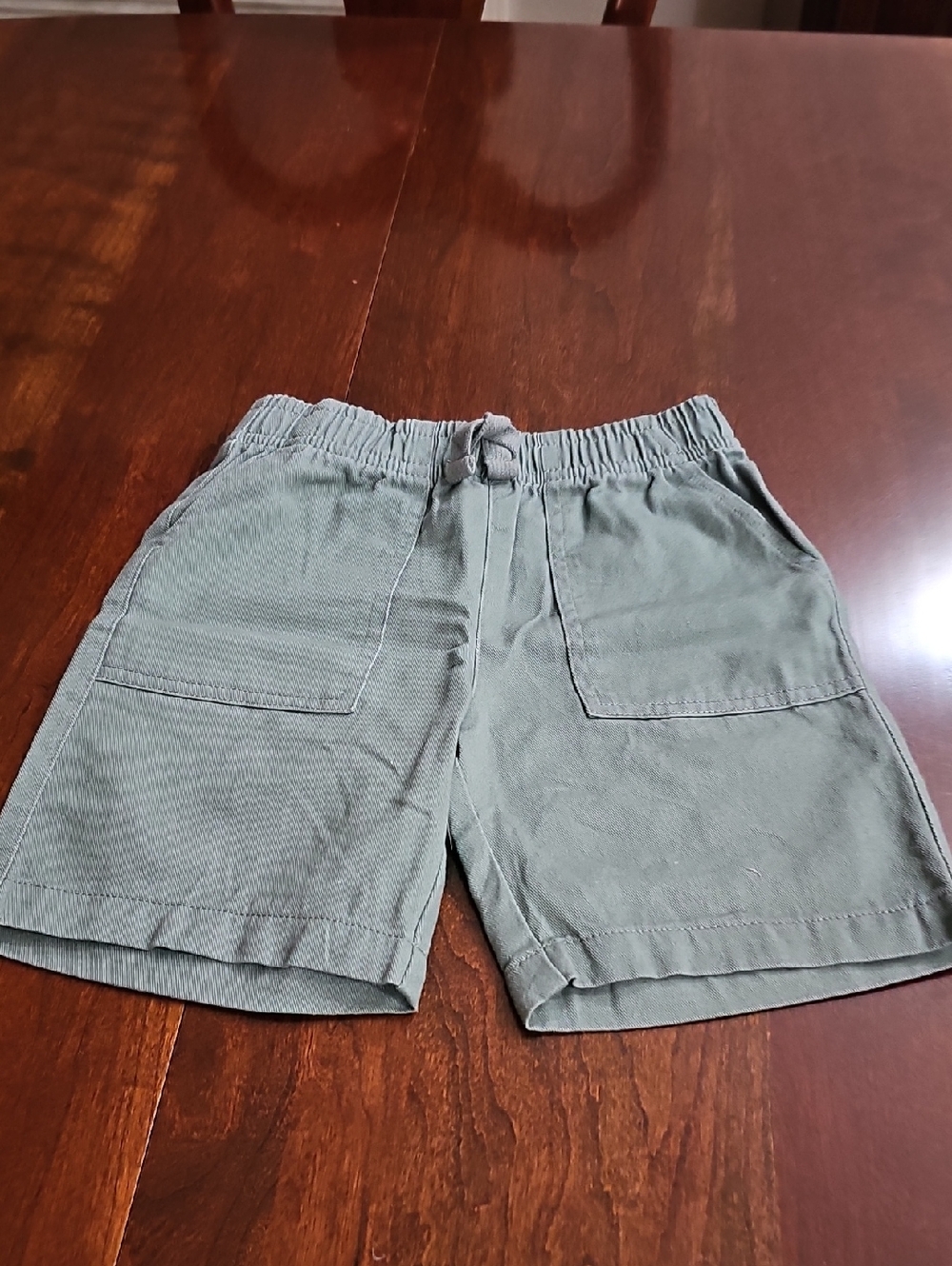 Boys Casual Elastic-Waist Olive Green Shorts
